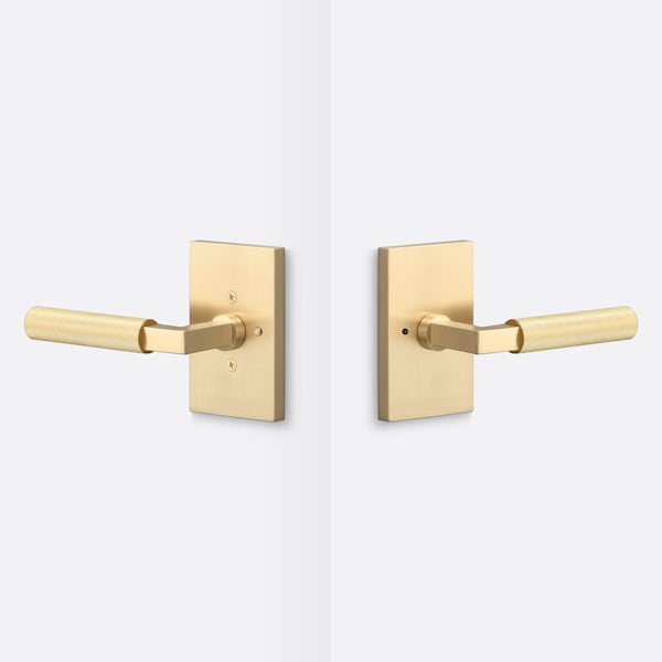 Sure-Loc Hardware Sure-Loc Hardware Levanto Privacy Rosette, Satin Brass, Knurled Grip in Satin Brass LV102 SB GRIP-KN SB - main